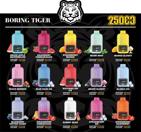 Wholesale Boring Tiger 25000 Puffs disposable Vape | Pack of 5