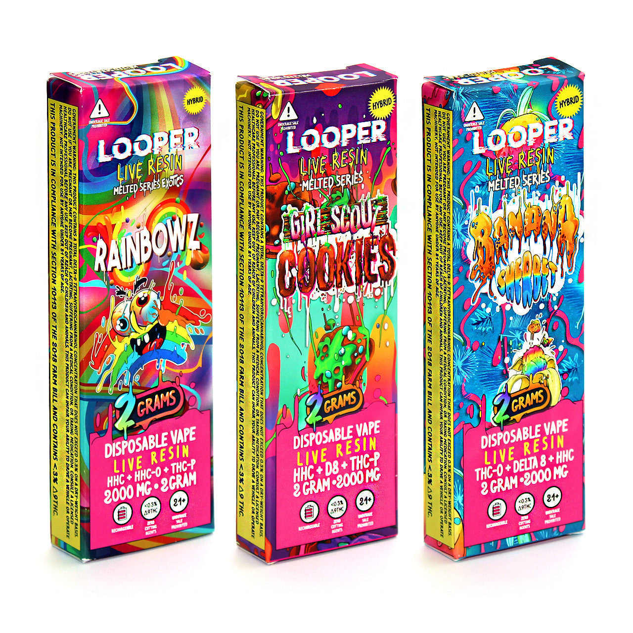 Wholesale Looper Melted Series Live Resin Disposable Vape 2000mg 02 Gram - Pack Of 10
