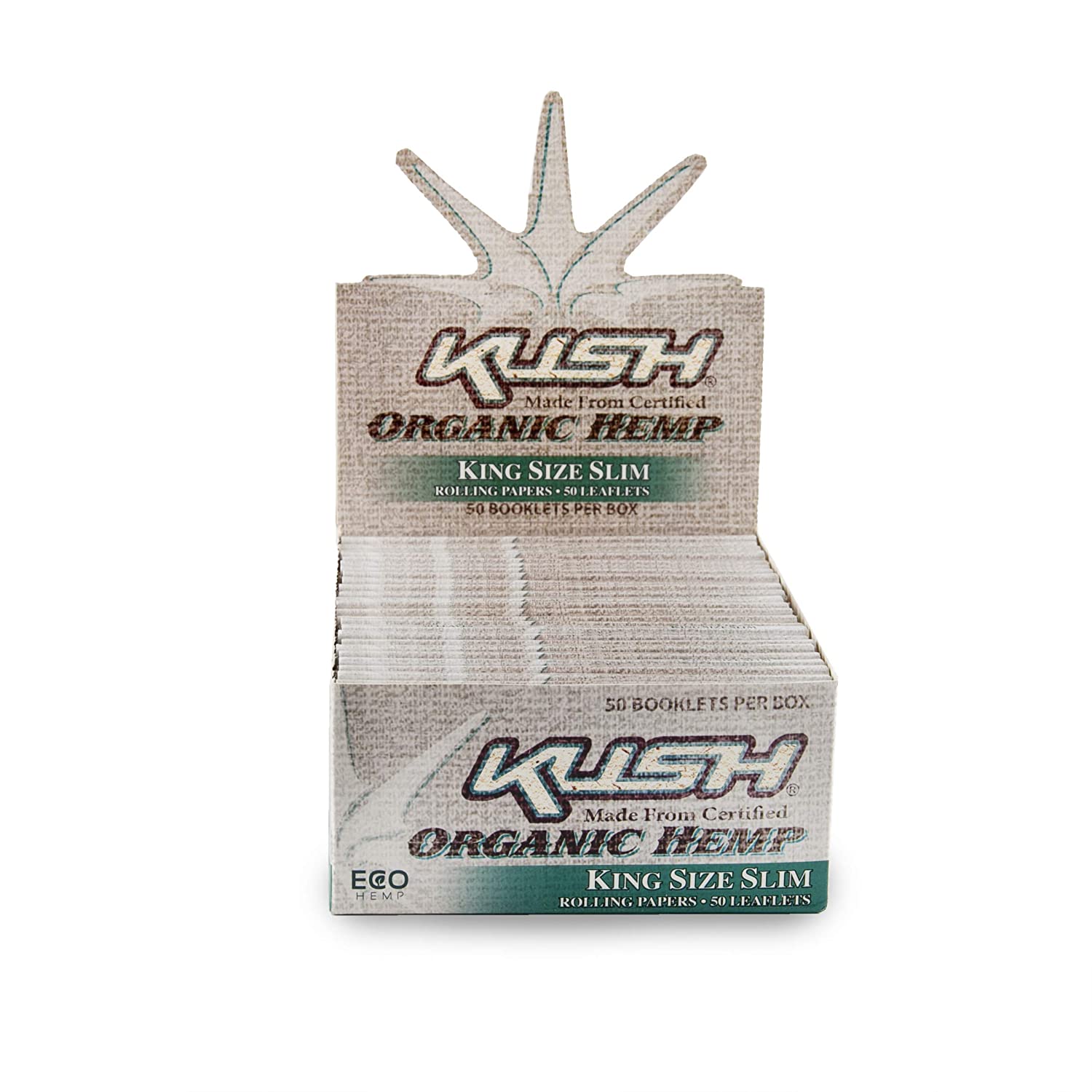 Kush Organic Hemp King Size Slim Rolling Papers 50 Leaflets 50 Booklets Per Box